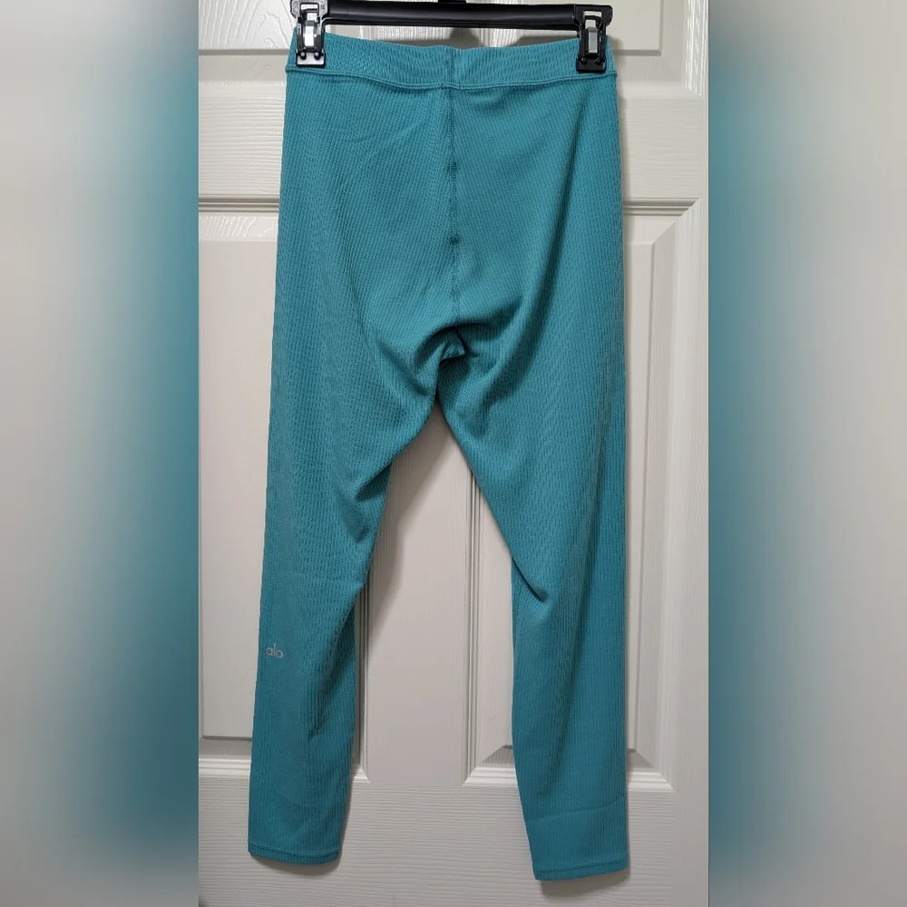 ALO Yoga Blissful High-Waisted Ribbed Leggings Teal Blue Green Size Small S